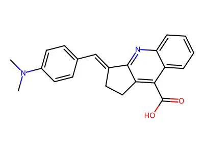 3-{[4-(dimethylamino)phenyl]methylidene}-1H,2H,3H-cyclopenta[b]quinoline-9-carboxylic acid structure