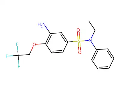 3-amino-N-ethyl-N-phenyl-4-(2,2,2-trifluoroethoxy)benzene-1-sulfonamide structure