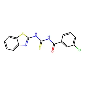 N-(1,3-benzothiazol-2-ylcarbamothioyl)-3-chlorobenzamide structure