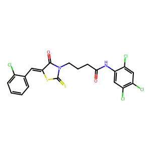 4-[(5Z)-5-(2-chlorobenzylidene)-4-oxo-2-thioxo-1,3-thiazolidin-3-yl]-N-(2,4,5-trichlorophenyl)butanamide structure