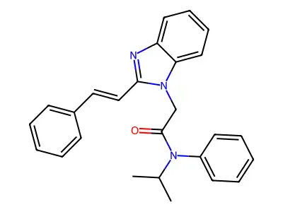 N-phenyl-2-[2-[(E)-2-phenylethenyl]benzimidazol-1-yl]-N-propan-2-ylacetamide structure