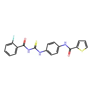N-[4-[(2-fluorobenzoyl)carbamothioylamino]phenyl]thiophene-2-carboxamide structure