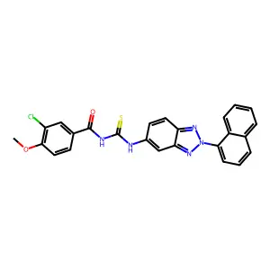 3-chloro-4-methoxy-N-[(2-naphthalen-1-ylbenzotriazol-5-yl)carbamothioyl]benzamide structure