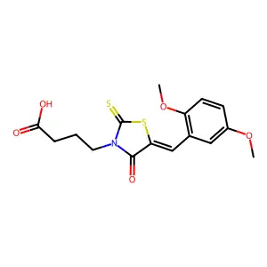 4-[(5E)-5-[(2,5-dimethoxyphenyl)methylidene]-4-oxo-2-sulfanylidene-1,3-thiazolidin-3-yl]butanoic acid structure