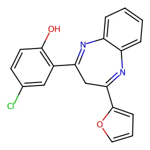 4-Chloro-2-(4-furan-2-yl-3H-benzo[b][1,4]diazepin-2-yl)-phenol structure