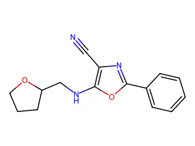 5-[(Oxolan-2-ylmethyl)amino]-2-phenyl-1,3-oxazole-4-carbonitrile structure