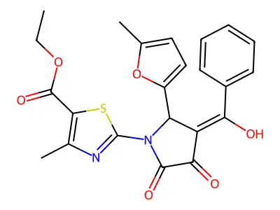 ethyl 2-[3-[hydroxy(phenyl)methylidene]-2-(5-methylfuran-2-yl)-4,5-dioxopyrrolidin-1-yl]-4-methyl-1,3-thiazole-5-carboxylate structure