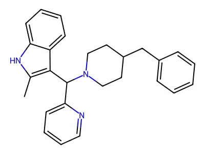 3-[(4-benzylpiperidin-1-yl)(pyridin-2-yl)methyl]-2-methyl-1H-indole structure