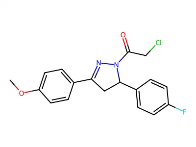 2-chloro-1-[3-(4-fluorophenyl)-5-(4-methoxyphenyl)-3,4-dihydropyrazol-2-yl]ethanone structure