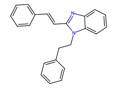 2-((1E)-2-phenylvinyl)-1-(2-phenylethyl)benzimidazole structure