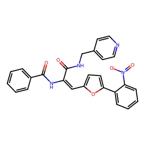 N-[(Z)-1-[5-(2-nitrophenyl)furan-2-yl]-3-oxo-3-(pyridin-4-ylmethylamino)prop-1-en-2-yl]benzamide structure