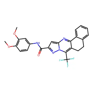 N-(3,4-dimethoxyphenyl)-7-(trifluoromethyl)-5,6-dihydrobenzo[h]pyrazolo[5,1-b]quinazoline-10-carboxamide structure