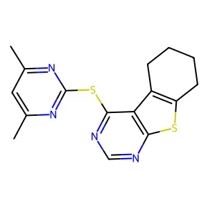 4-(4,6-dimethylpyrimidin-2-yl)sulfanyl-5,6,7,8-tetrahydro-[1]benzothiolo[2,3-d]pyrimidine structure