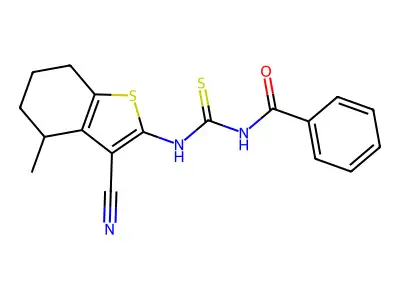 N-[(3-cyano-4-methyl-4,5,6,7-tetrahydro-1-benzothiophen-2-yl)carbamothioyl]benzamide structure