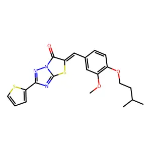 (5Z)-5-[[3-methoxy-4-(3-methylbutoxy)phenyl]methylidene]-2-thiophen-2-yl-[1,3]thiazolo[3,2-b][1,2,4]triazol-6-one structure