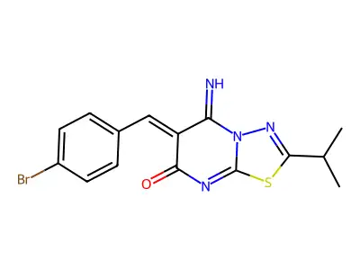(6Z)-6-[(4-bromophenyl)methylidene]-5-imino-2-propan-2-yl-[1,3,4]thiadiazolo[3,2-a]pyrimidin-7-one structure