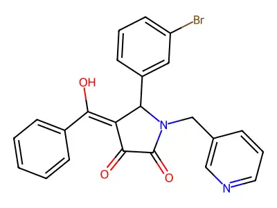4-benzoyl-5-(3-bromophenyl)-3-hydroxy-1-[(pyridin-3-yl)methyl]-2,5-dihydro-1H-pyrrol-2-one structure
