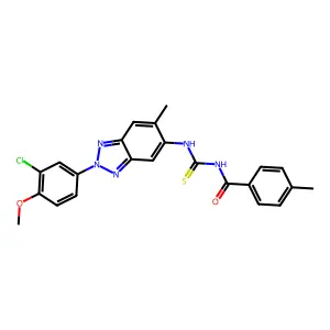 N-[[2-(3-chloro-4-methoxyphenyl)-6-methylbenzotriazol-5-yl]carbamothioyl]-4-methylbenzamide structure