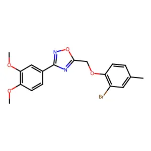 5-[(2-Bromo-4-methylphenoxy)methyl]-3-(3,4-dimethoxyphenyl)-1,2,4-oxadiazole structure