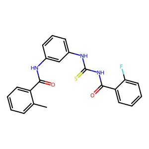 N-[3-[(2-fluorobenzoyl)carbamothioylamino]phenyl]-2-methylbenzamide structure