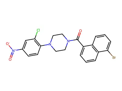 (5-Bromonaphthalen-1-yl)-[4-(2-chloro-4-nitrophenyl)piperazin-1-yl]methanone structure