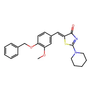 5-[4-(benzyloxy)-3-methoxybenzylidene]-2-(1-piperidinyl)-1,3-thiazol-4(5H)-one structure