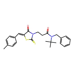 (Z)-N-benzyl-N-(tert-butyl)-3-(5-(4-methylbenzylidene)-4-oxo-2-thioxothiazolidin-3-yl)propanamide structure