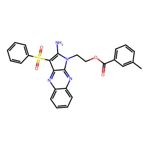 2-[2-amino-3-(phenylsulfonyl)-1H-pyrrolo[2,3-b]quinoxalin-1-yl]ethyl 3-methylbenzoate structure
