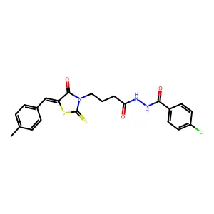 4-chloro-N'-{4-[(5Z)-5-(4-methylbenzylidene)-4-oxo-2-thioxo-1,3-thiazolidin-3-yl]butanoyl}benzohydrazide structure