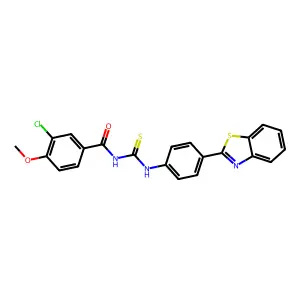 N-[[4-(1,3-benzothiazol-2-yl)phenyl]carbamothioyl]-3-chloro-4-methoxybenzamide structure