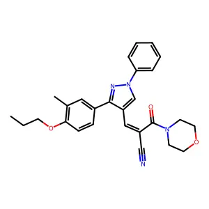 (2E)-3-[3-(3-methyl-4-propoxyphenyl)-1-phenyl-1H-pyrazol-4-yl]-2-(morpholin-4-ylcarbonyl)prop-2-enenitrile structure