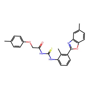 N-[[2-methyl-3-(5-methyl-1,3-benzoxazol-2-yl)phenyl]carbamothioyl]-2-(4-methylphenoxy)acetamide structure