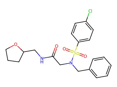 2-[benzyl-(4-chlorophenyl)sulfonylamino]-N-(oxolan-2-ylmethyl)acetamide structure