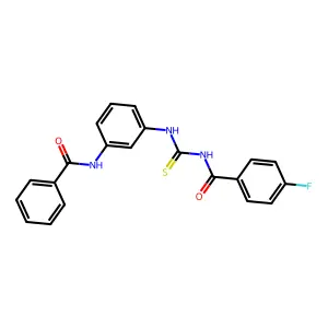 N-[(3-benzamidophenyl)carbamothioyl]-4-fluorobenzamide structure