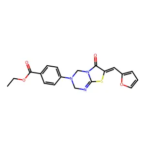 ethyl 4-[(7Z)-7-(furan-2-ylmethylidene)-6-oxo-2,4-dihydro-[1,3]thiazolo[3,2-a][1,3,5]triazin-3-yl]benzoate structure