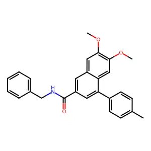 N-benzyl-6,7-dimethoxy-4-(4-methylphenyl)naphthalene-2-carboxamide structure
