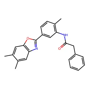 N-[5-(5,6-dimethyl-1,3-benzoxazol-2-yl)-2-methylphenyl]-2-phenylacetamide structure