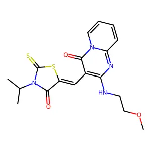 (Z)-3-isopropyl-5-((2-((2-methoxyethyl)amino)-4-oxo-4H-pyrido[1,2-a]pyrimidin-3-yl)methylene)-2-thioxothiazolidin-4-one structure