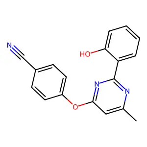 4-((2-(2-Hydroxyphenyl)-6-methylpyrimidin-4-yl)oxy)benzonitrile structure