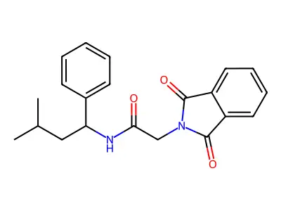 2-(1,3-dioxoisoindol-2-yl)-N-(3-methyl-1-phenylbutyl)acetamide structure