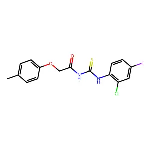 N-[(2-chloro-4-iodophenyl)carbamothioyl]-2-(4-methylphenoxy)acetamide structure