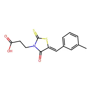 (E)-3-(5-(3-methylbenzylidene)-4-oxo-2-thioxothiazolidin-3-yl)propanoic acid structure