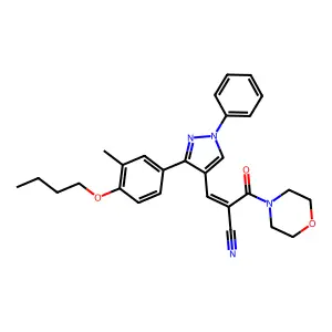 (2E)-3-[3-(4-butoxy-3-methylphenyl)-1-phenyl-1H-pyrazol-4-yl]-2-(morpholin-4-ylcarbonyl)prop-2-enenitrile structure