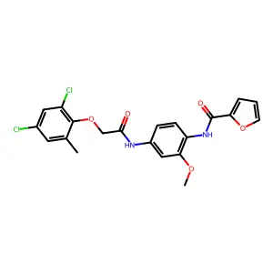 N-(4-{[(2,4-dichloro-6-methylphenoxy)acetyl]amino}-2-methoxyphenyl)furan-2-carboxamide structure
