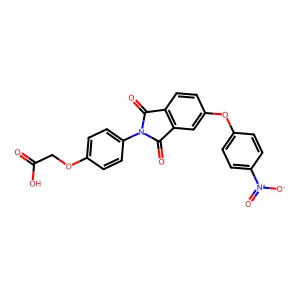 2-[4-[5-(4-Nitrophenoxy)-1,3-dioxoisoindol-2-yl]phenoxy]acetic acid structure