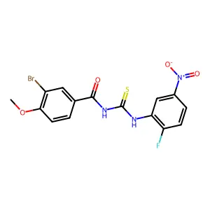 3-bromo-N-[(2-fluoro-5-nitrophenyl)carbamothioyl]-4-methoxybenzamide structure