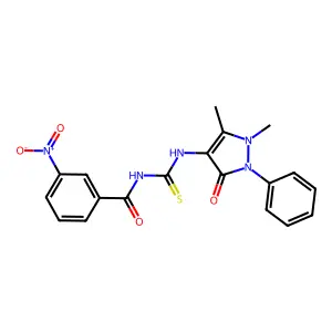 N-[(1,5-dimethyl-3-oxo-2-phenylpyrazol-4-yl)carbamothioyl]-3-nitrobenzamide structure