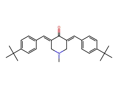 (3E,5E)-3,5-bis[(4-tert-butylphenyl)methylidene]-1-methylpiperidin-4-one structure