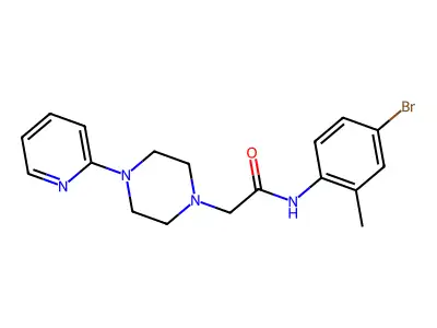 N-(4-bromo-2-methylphenyl)-2-[4-(2-pyridinyl)piperazino]acetamide structure