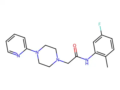 N-(5-fluoro-2-methylphenyl)-2-[4-(2-pyridinyl)piperazino]acetamide structure